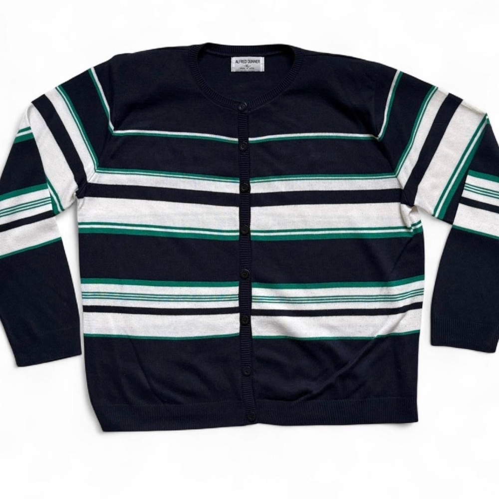 Vintage Blue Striped Cardigan Sweater